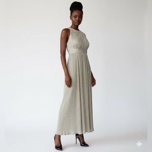 Vintage Metallic Halter Maxi Gown